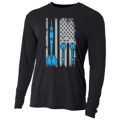 Darts Flag Usa Dartboard Dart Player Cooling Performance Long Sleeve Crew