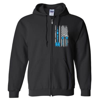 Darts Flag Usa Dartboard Dart Player Full Zip Hoodie