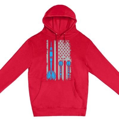 Darts Flag Usa Dartboard Dart Player Premium Pullover Hoodie