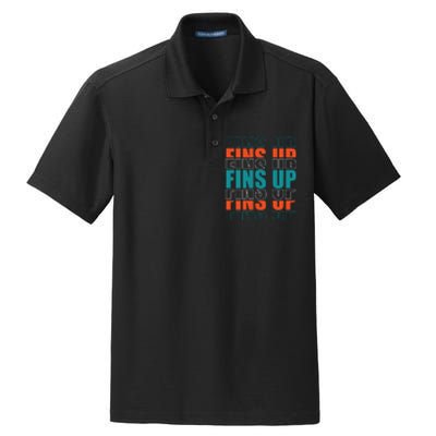 Dolphins Fins Up Gift For Miami Fan Sport Dry Zone Grid Polo