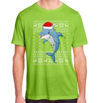 Dolphin Fish Ugly Xmas Sweater Style Santa Dolphin Christmas Meaningful Gift Adult ChromaSoft Performance T-Shirt