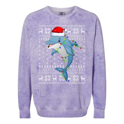 Dolphin Fish Ugly Xmas Sweater Style Santa Dolphin Christmas Meaningful Gift Colorblast Crewneck Sweatshirt