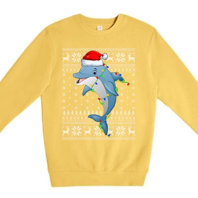 Dolphin Fish Ugly Xmas Sweater Style Santa Dolphin Christmas Meaningful Gift Premium Crewneck Sweatshirt