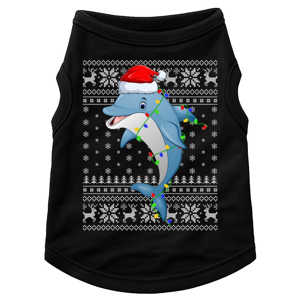 Dolphin Fish Ugly Xmas Sweater Style Santa Dolphin Christmas Meaningful Gift Doggie Tank