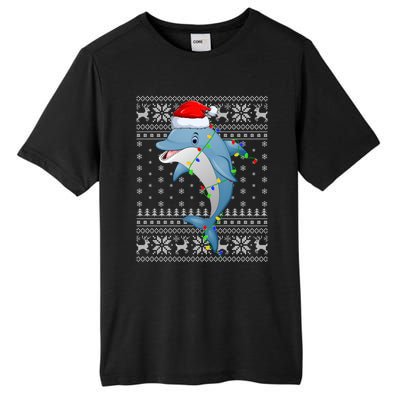 Dolphin Fish Ugly Xmas Sweater Style Santa Dolphin Christmas Meaningful Gift Tall Fusion ChromaSoft Performance T-Shirt