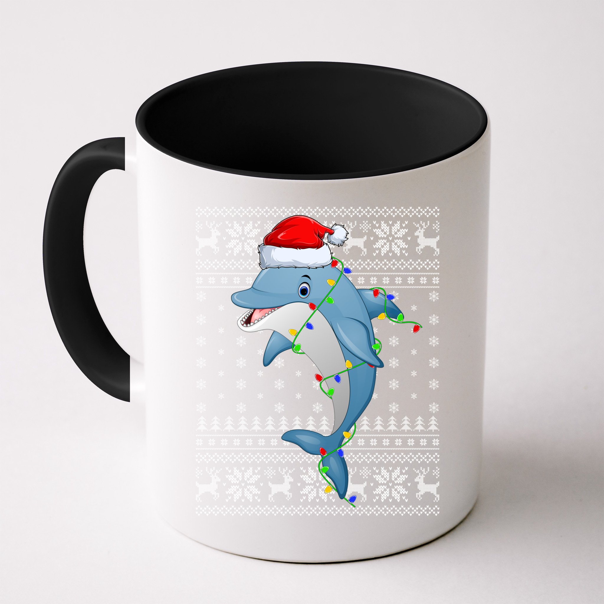 Dolphin Fish Ugly Xmas Sweater Style Santa Dolphin Christmas Meaningful Gift Mug