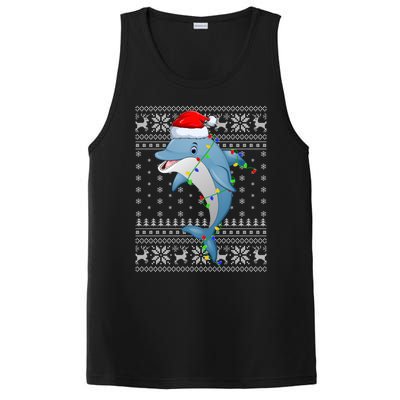 Dolphin Fish Ugly Xmas Sweater Style Santa Dolphin Christmas Meaningful Gift PosiCharge Competitor Tank