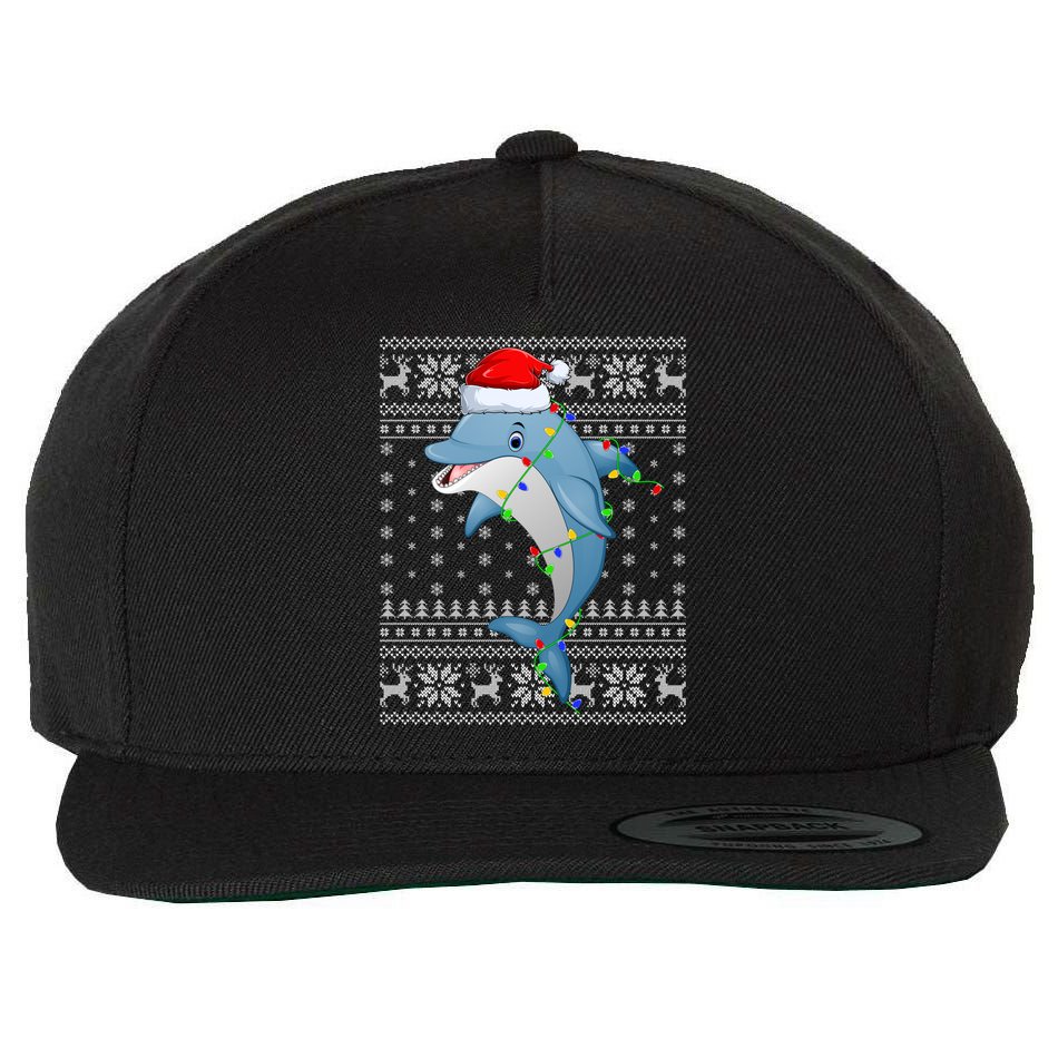 Dolphin Fish Ugly Xmas Sweater Style Santa Dolphin Christmas Meaningful Gift Wool Snapback Cap