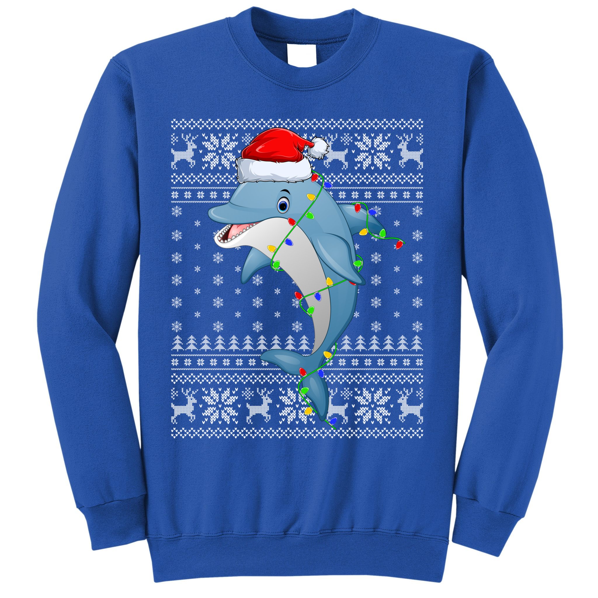 Dolphin Fish Ugly Xmas Sweater Style Santa Dolphin Christmas Meaningful Gift Sweatshirt