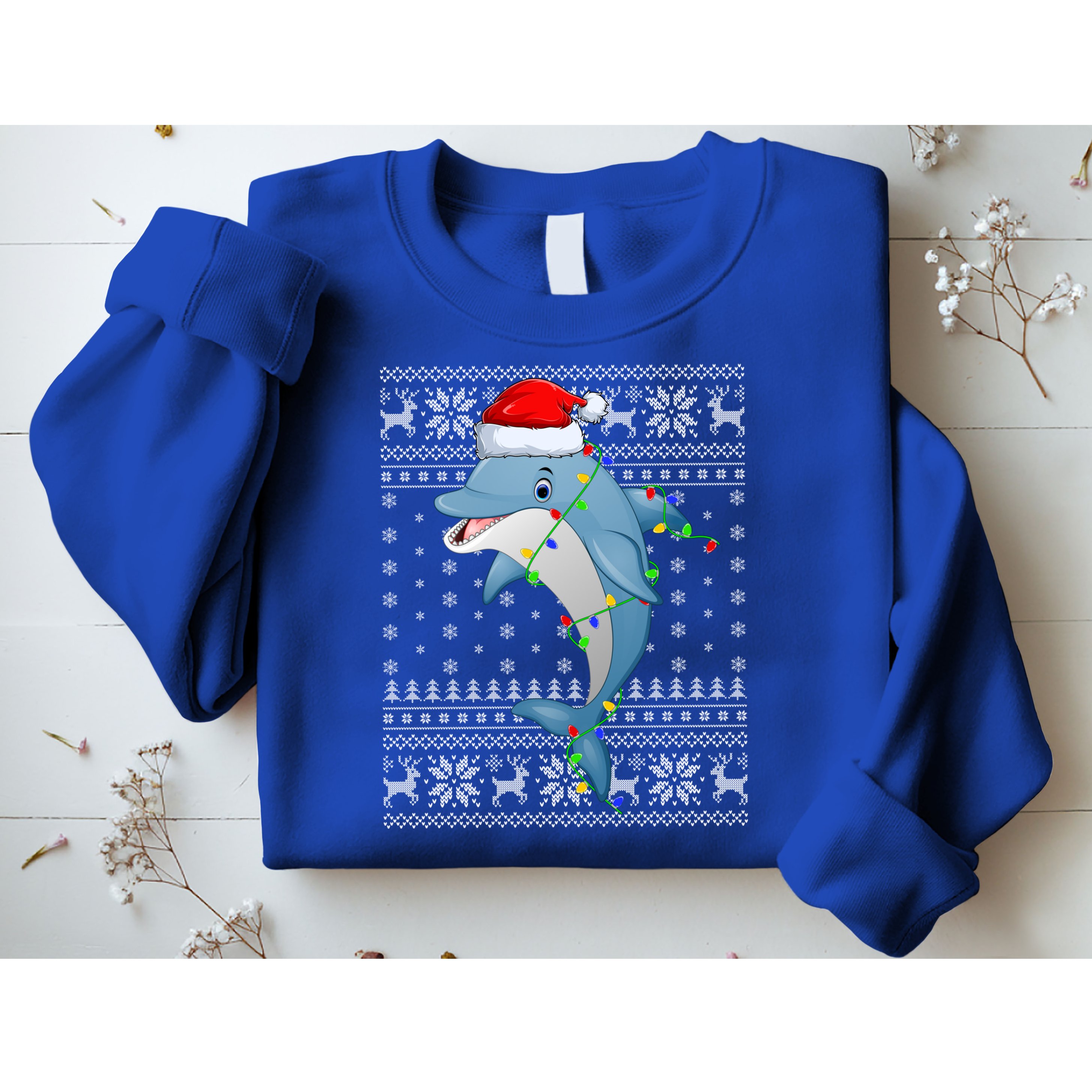 Dolphin Fish Ugly Xmas Sweater Style Santa Dolphin Christmas Meaningful Gift Sweatshirt