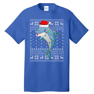 Dolphin Fish Ugly Xmas Sweater Style Santa Dolphin Christmas Meaningful Gift Tall T-Shirt