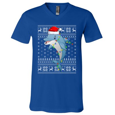 Dolphin Fish Ugly Xmas Sweater Style Santa Dolphin Christmas Meaningful Gift V-Neck T-Shirt