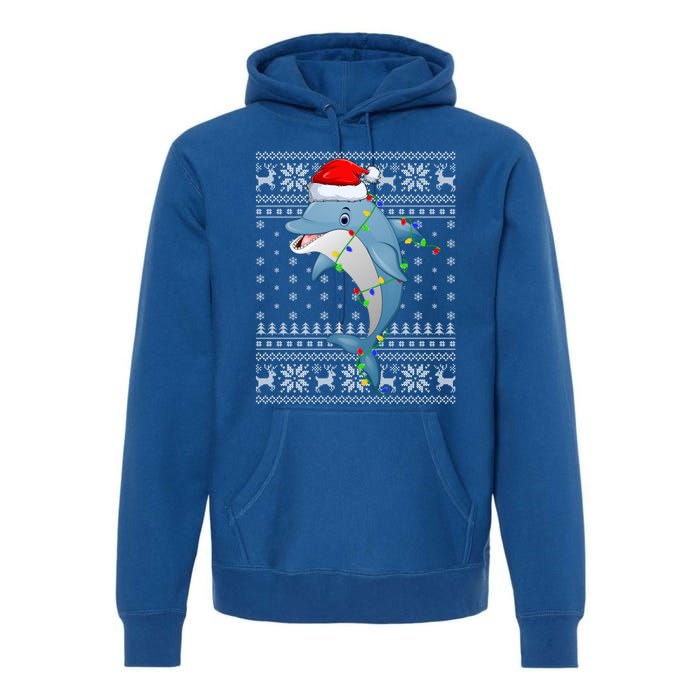 Dolphin Fish Ugly Xmas Sweater Style Santa Dolphin Christmas Meaningful Gift Premium Hoodie