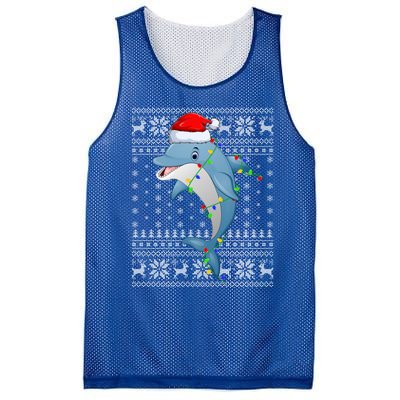 Dolphin Fish Ugly Xmas Sweater Style Santa Dolphin Christmas Meaningful Gift Mesh Reversible Basketball Jersey Tank