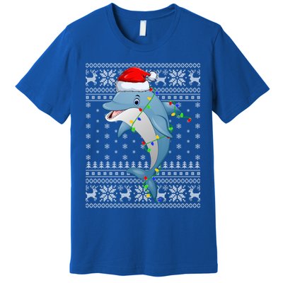 Dolphin Fish Ugly Xmas Sweater Style Santa Dolphin Christmas Meaningful Gift Premium T-Shirt