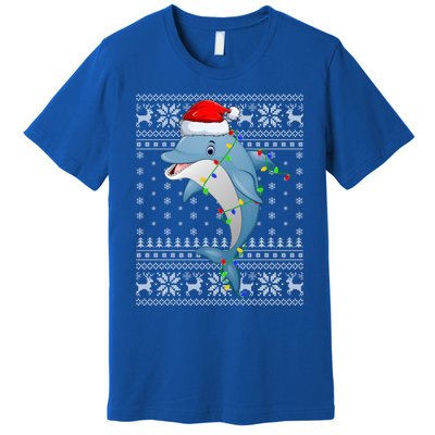 Dolphin Fish Ugly Xmas Sweater Style Santa Dolphin Christmas Meaningful Gift Premium T-Shirt