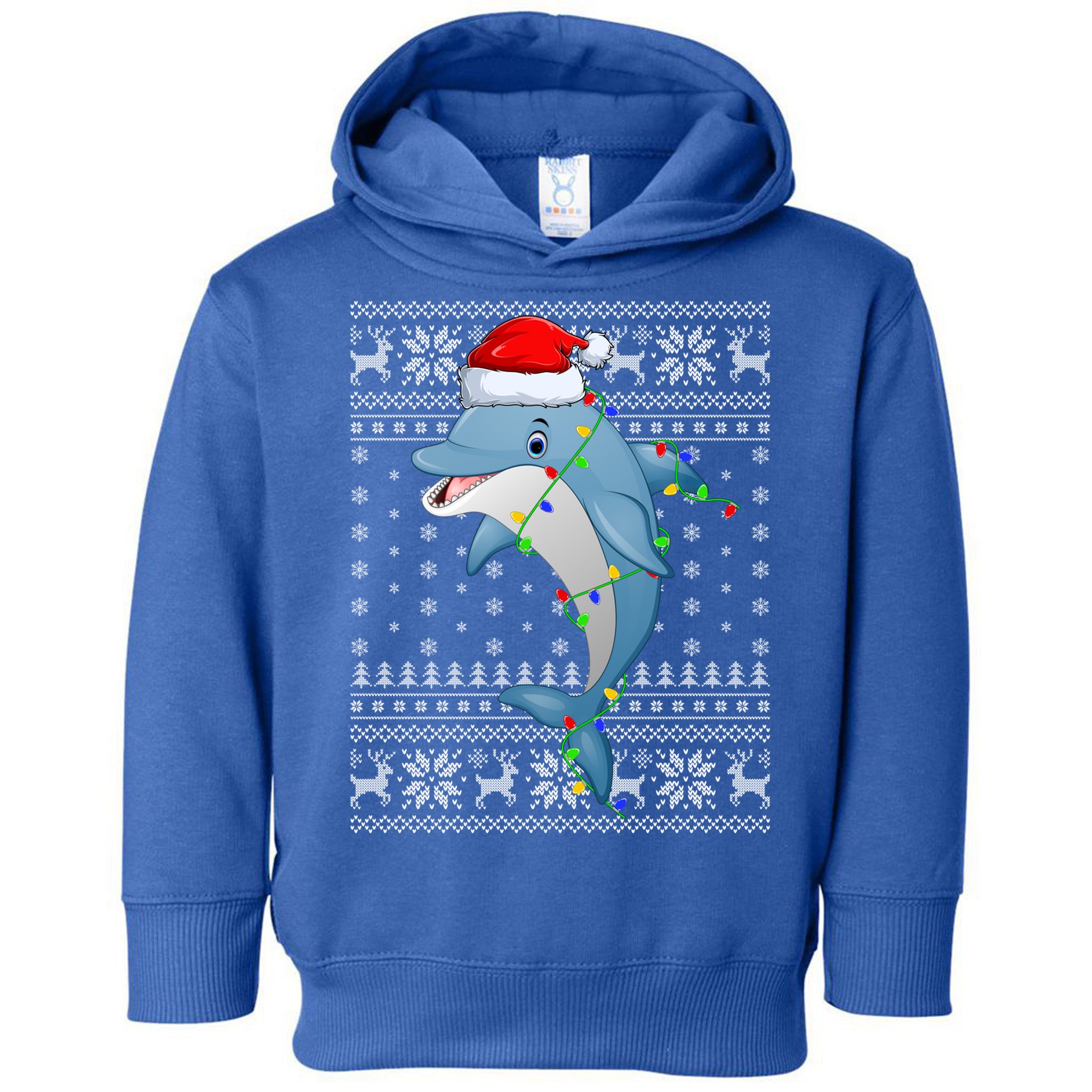 Dolphin Fish Ugly Xmas Sweater Style Santa Dolphin Christmas Meaningful Gift Toddler Hoodie
