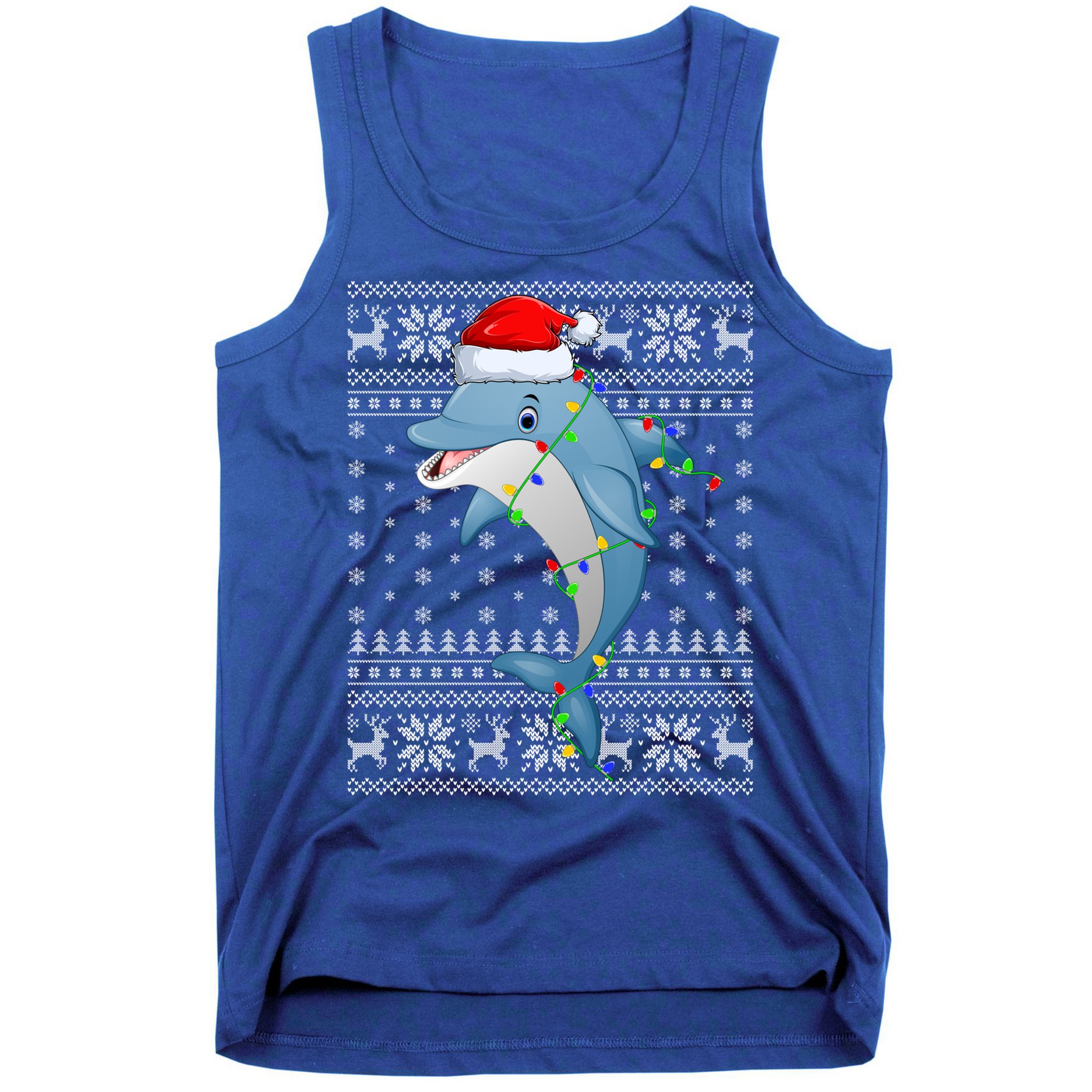 Dolphin Fish Ugly Xmas Sweater Style Santa Dolphin Christmas Meaningful Gift Tank Top
