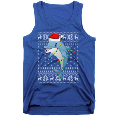 Dolphin Fish Ugly Xmas Sweater Style Santa Dolphin Christmas Meaningful Gift Tank Top