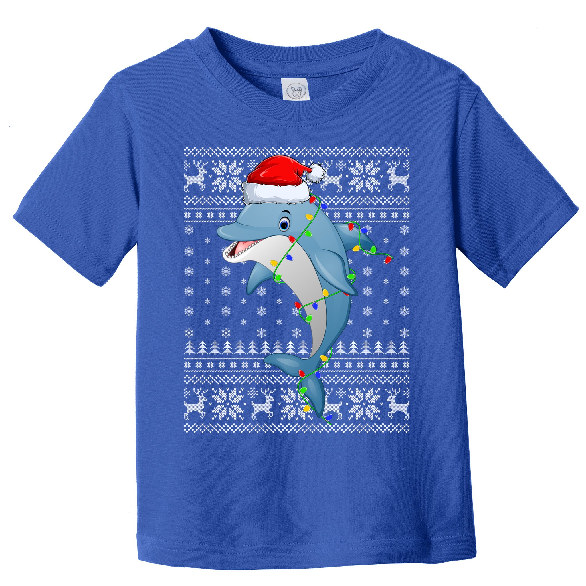 Dolphin Fish Ugly Xmas Sweater Style Santa Dolphin Christmas Meaningful Gift Toddler T-Shirt