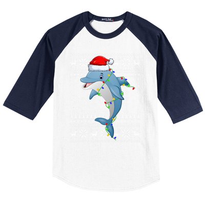 Dolphin Fish Ugly Xmas Sweater Style Santa Dolphin Christmas Meaningful Gift Baseball Sleeve Shirt