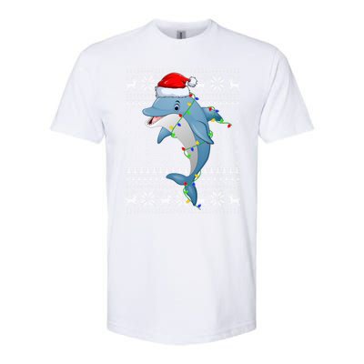 Dolphin Fish Ugly Xmas Sweater Style Santa Dolphin Christmas Meaningful Gift Softstyle CVC T-Shirt