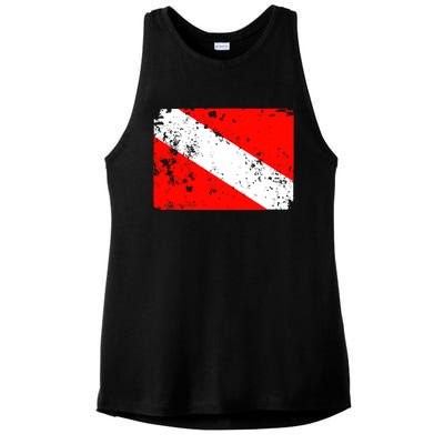 Dive Flag Vintage Worn Scuba Diving Ladies PosiCharge Tri-Blend Wicking Tank