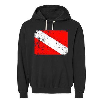 Dive Flag Vintage Worn Scuba Diving Garment-Dyed Fleece Hoodie