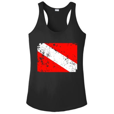 Dive Flag Vintage Worn Scuba Diving Ladies PosiCharge Competitor Racerback Tank