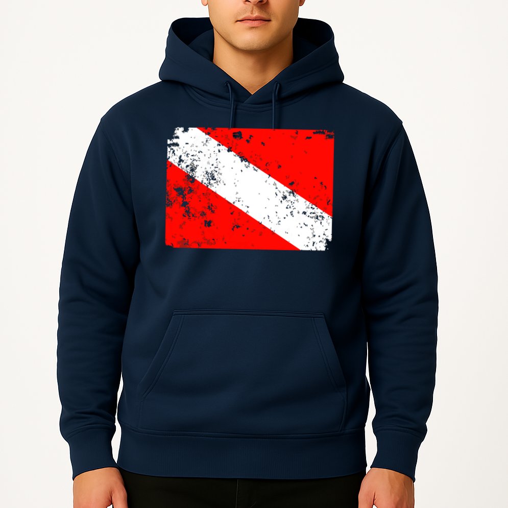 Dive Flag Vintage Worn Scuba Diving Hoodie