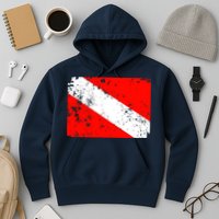 Dive Flag Vintage Worn Scuba Diving Hoodie