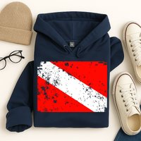 Dive Flag Vintage Worn Scuba Diving Hoodie