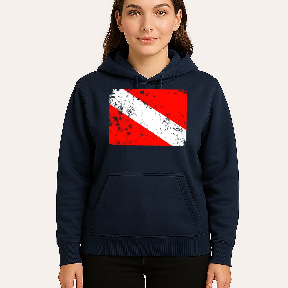 Dive Flag Vintage Worn Scuba Diving Hoodie