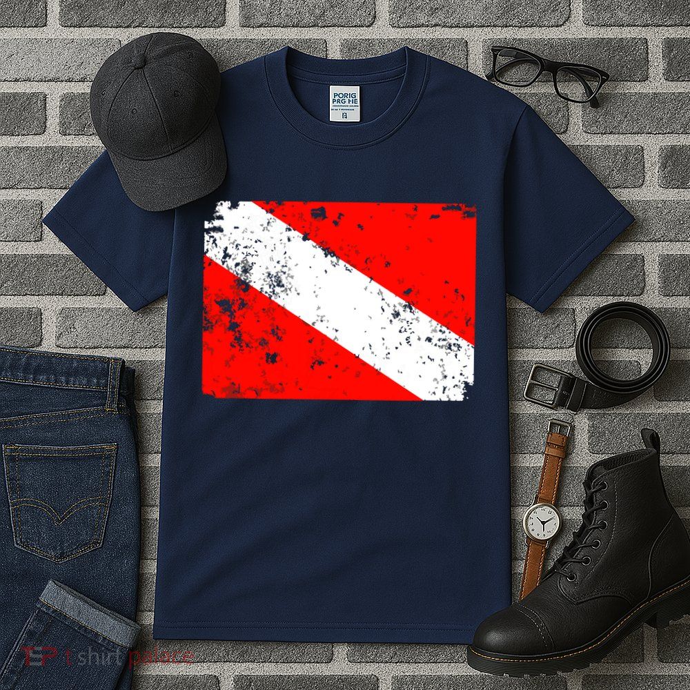 Dive Flag Vintage Worn Scuba Diving Tall T-Shirt
