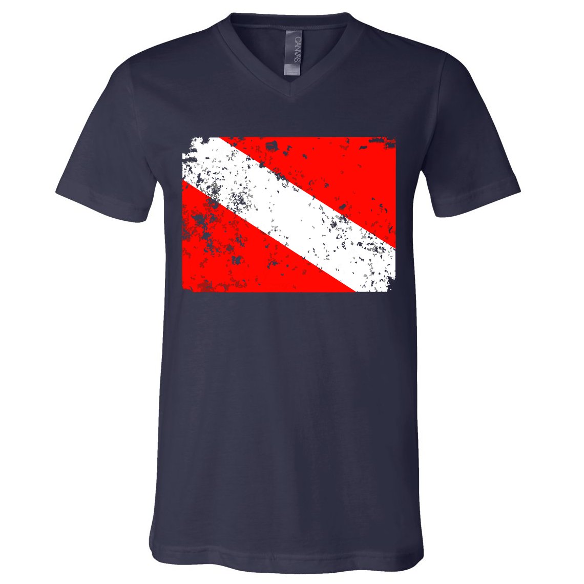 Dive Flag Vintage Worn Scuba Diving V-Neck T-Shirt
