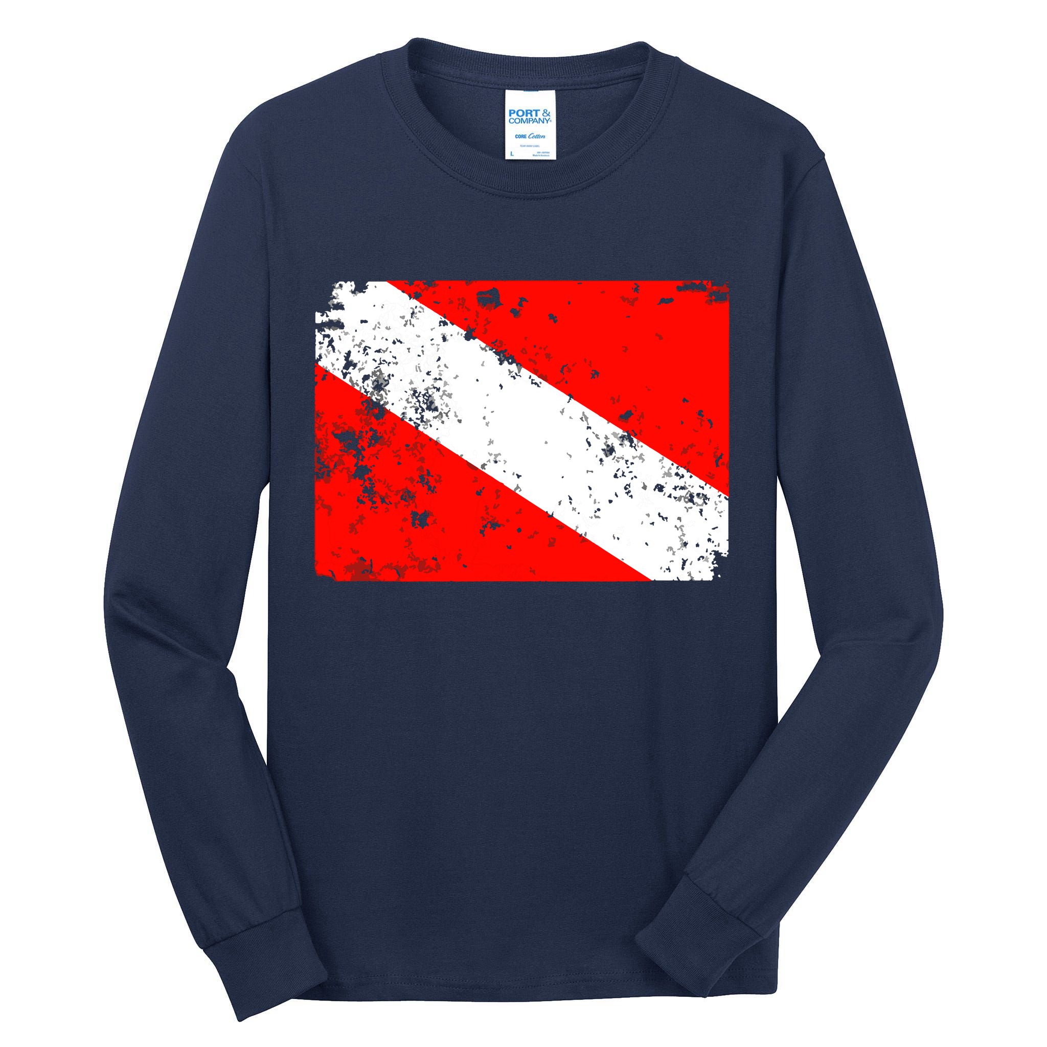 Dive Flag Vintage Worn Scuba Diving Tall Long Sleeve T-Shirt