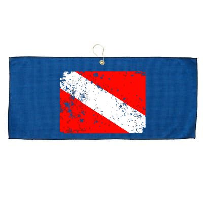 Dive Flag Vintage Worn Scuba Diving Large Microfiber Waffle Golf Towel