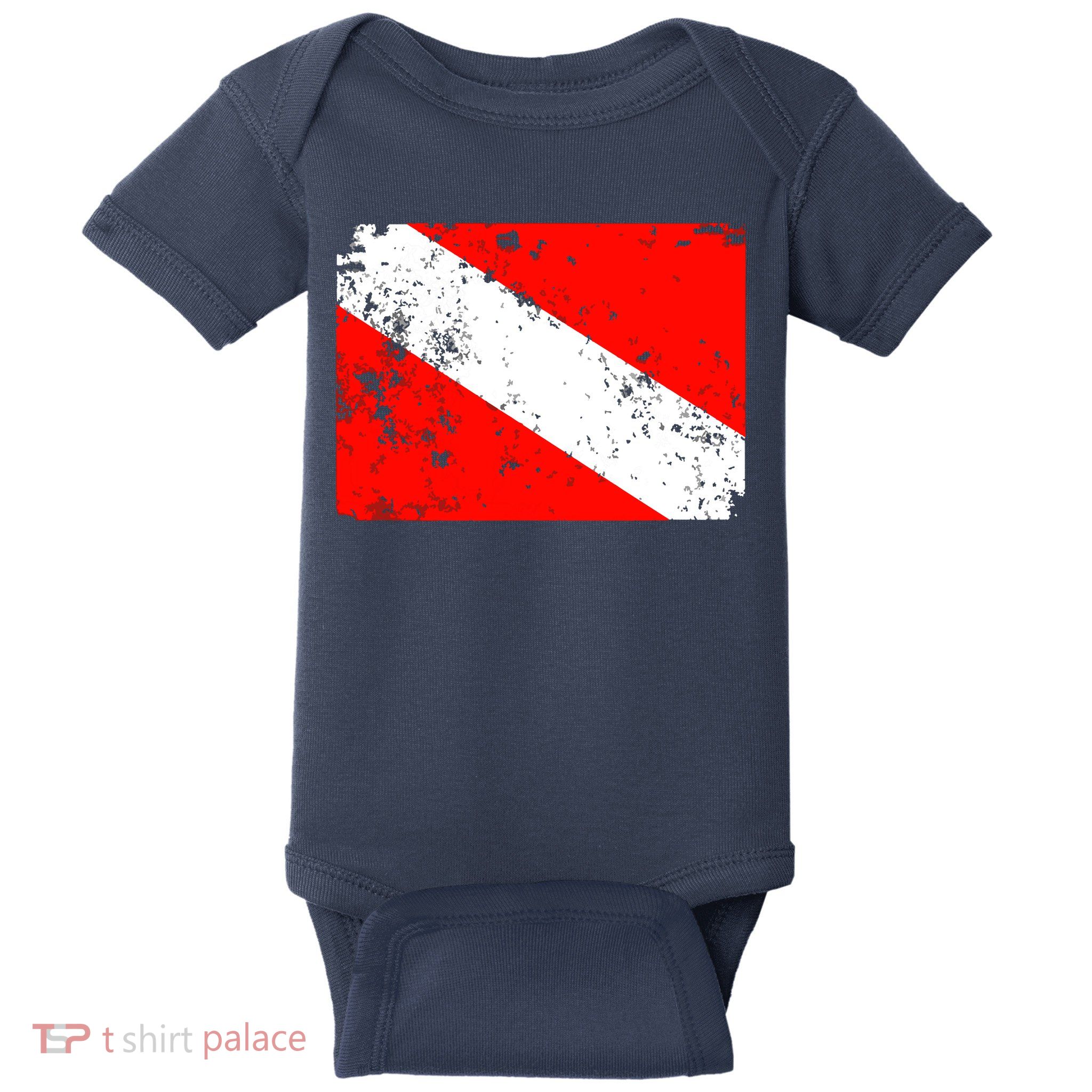Dive Flag Vintage Worn Scuba Diving Baby Bodysuit