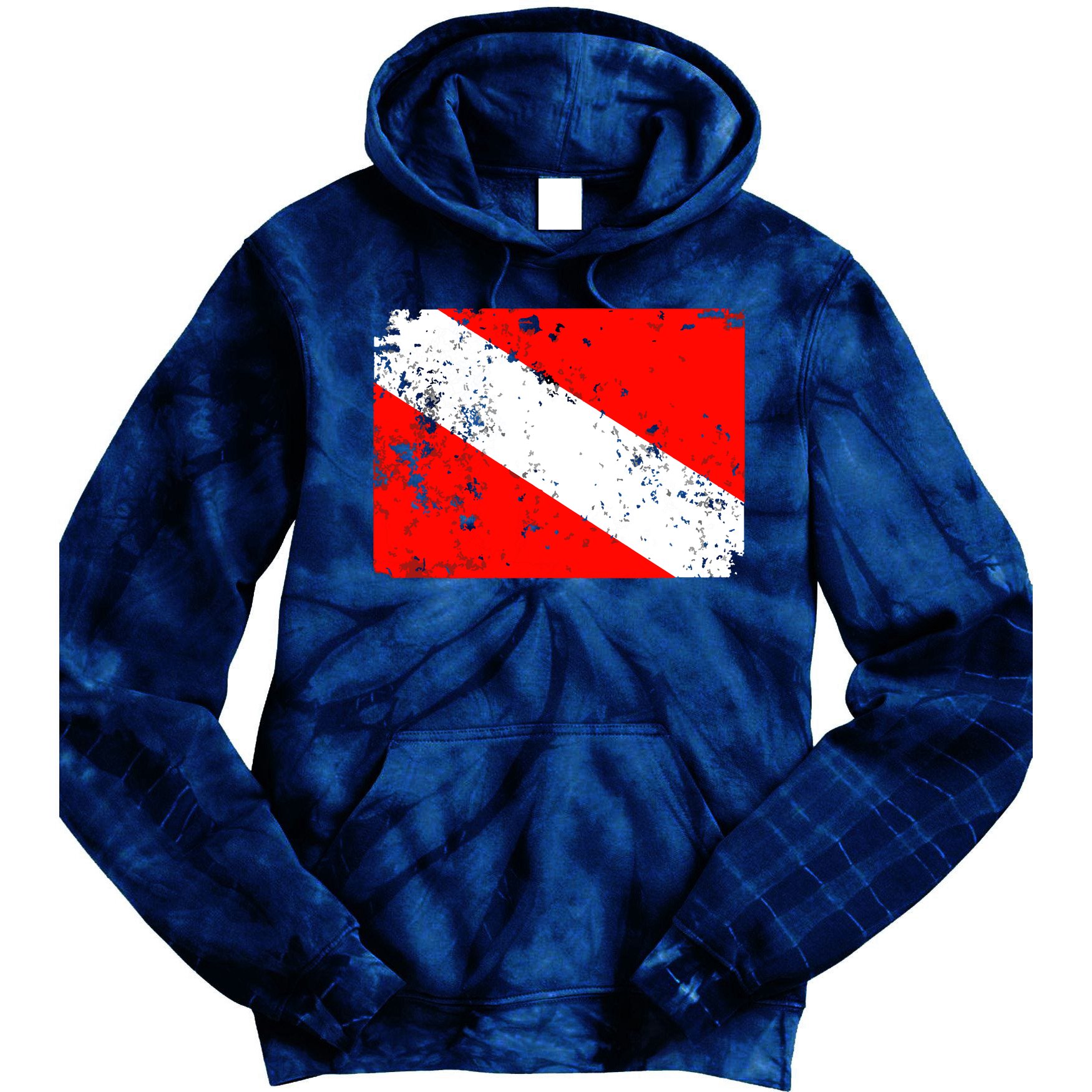 Dive Flag Vintage Worn Scuba Diving Tie Dye Hoodie