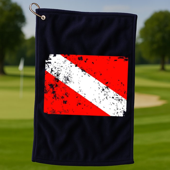 Dive Flag Vintage Worn Scuba Diving Golf Towel