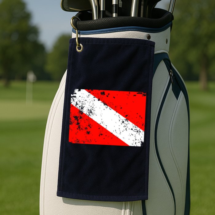 Dive Flag Vintage Worn Scuba Diving Golf Towel