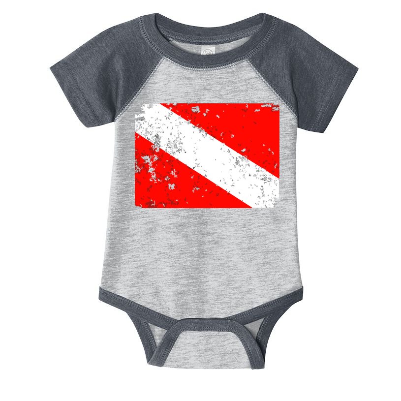 Dive Flag Vintage Worn Scuba Diving Infant Baby Jersey Bodysuit