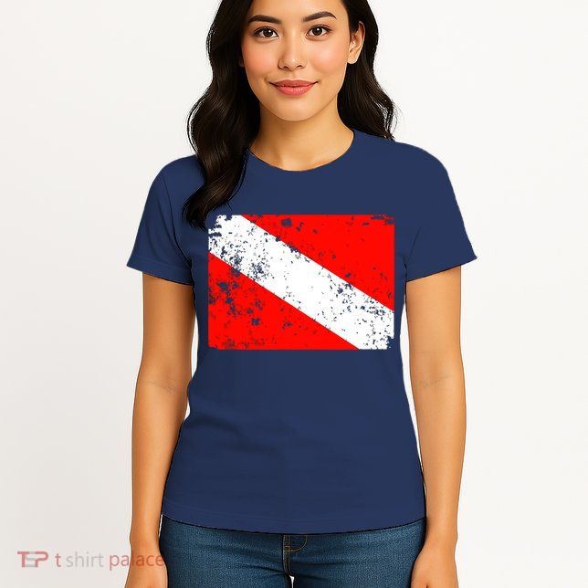 Dive Flag Vintage Worn Scuba Diving Womens T-Shirt