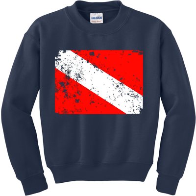 Dive Flag Vintage Worn Scuba Diving Kids Sweatshirt