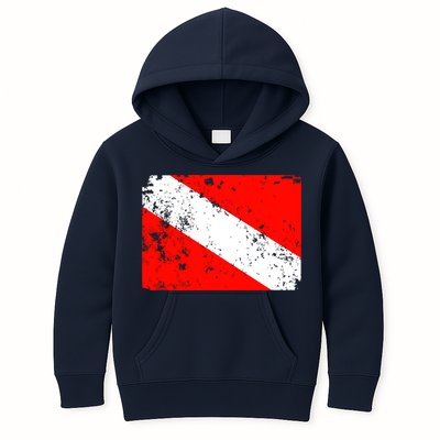 Dive Flag Vintage Worn Scuba Diving Kids Hoodie