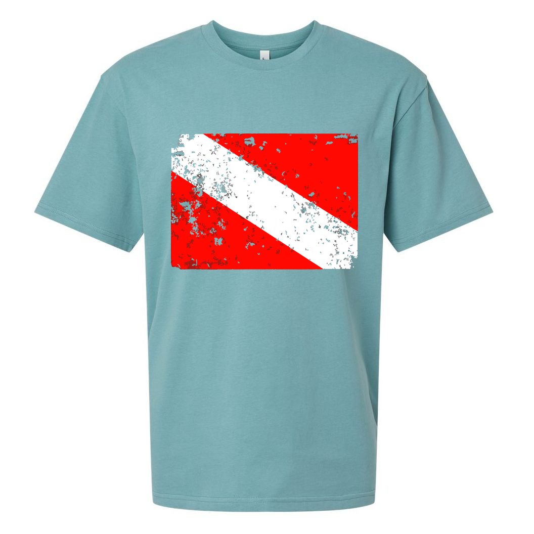Dive Flag Vintage Worn Scuba Diving Sueded Cloud Jersey T-Shirt