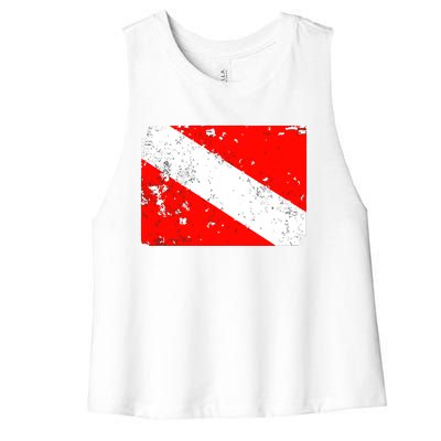 Dive Flag Vintage Worn Scuba Diving Women's Racerback Cropped Tank