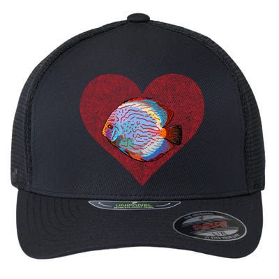 Discus Fish Valentines Day Fish Love Fingerprint Gift Flexfit Unipanel Trucker Cap