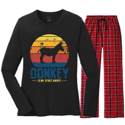 Donkey Farmer Vintage Women's Long Sleeve Flannel Pajama Set 