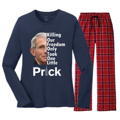 Dr Fauci Vaccine Killing Our Freedom Only Took One Little Prick Women's Long Sleeve Flannel Pajama Set 